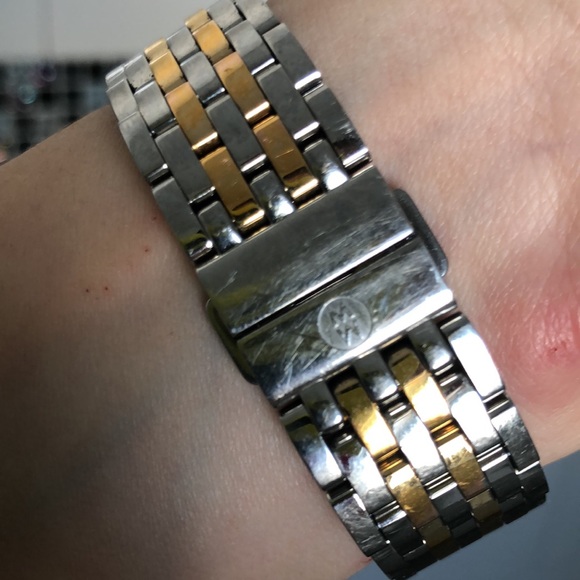 MICHELE DIAMOND 2 TONE WATCH + FREE BLUE REPLACEABLE BAND - Picture 4 of 12